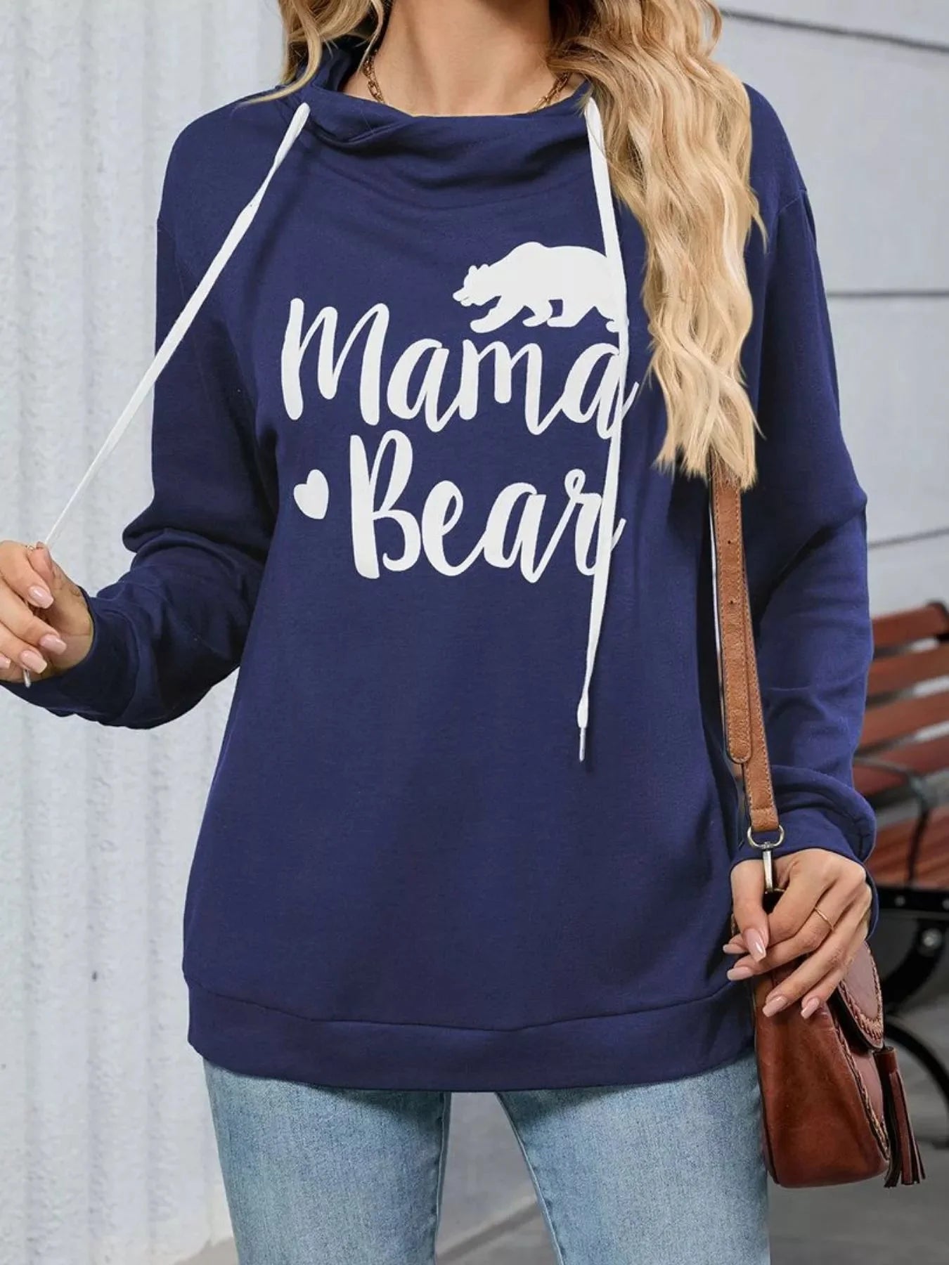 Mama Bear Drawstring Womens Long Sleeve Hoodie