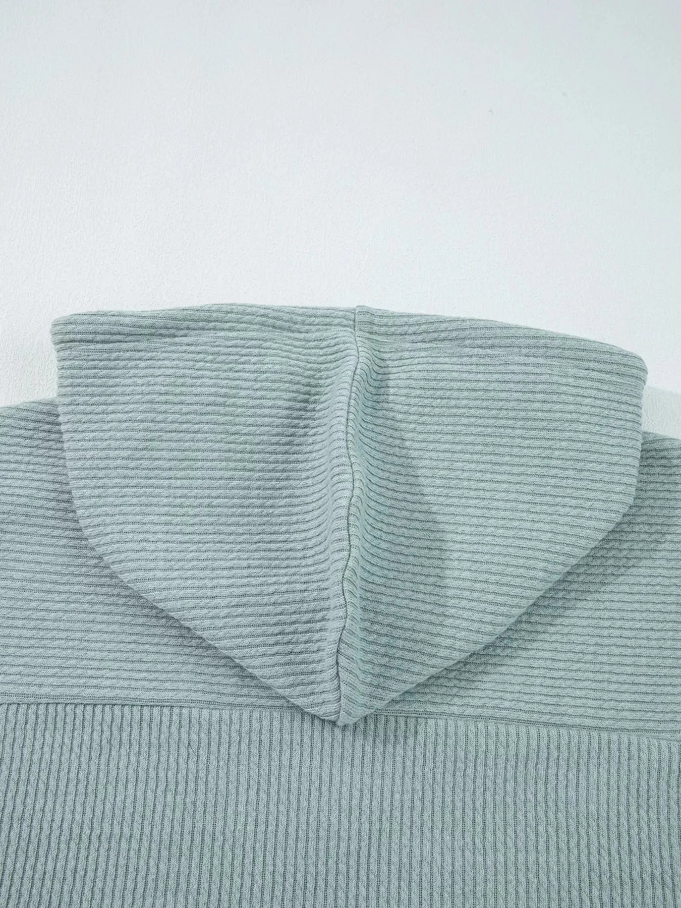 Ribbed Knit Drop Shoulder Hoodie