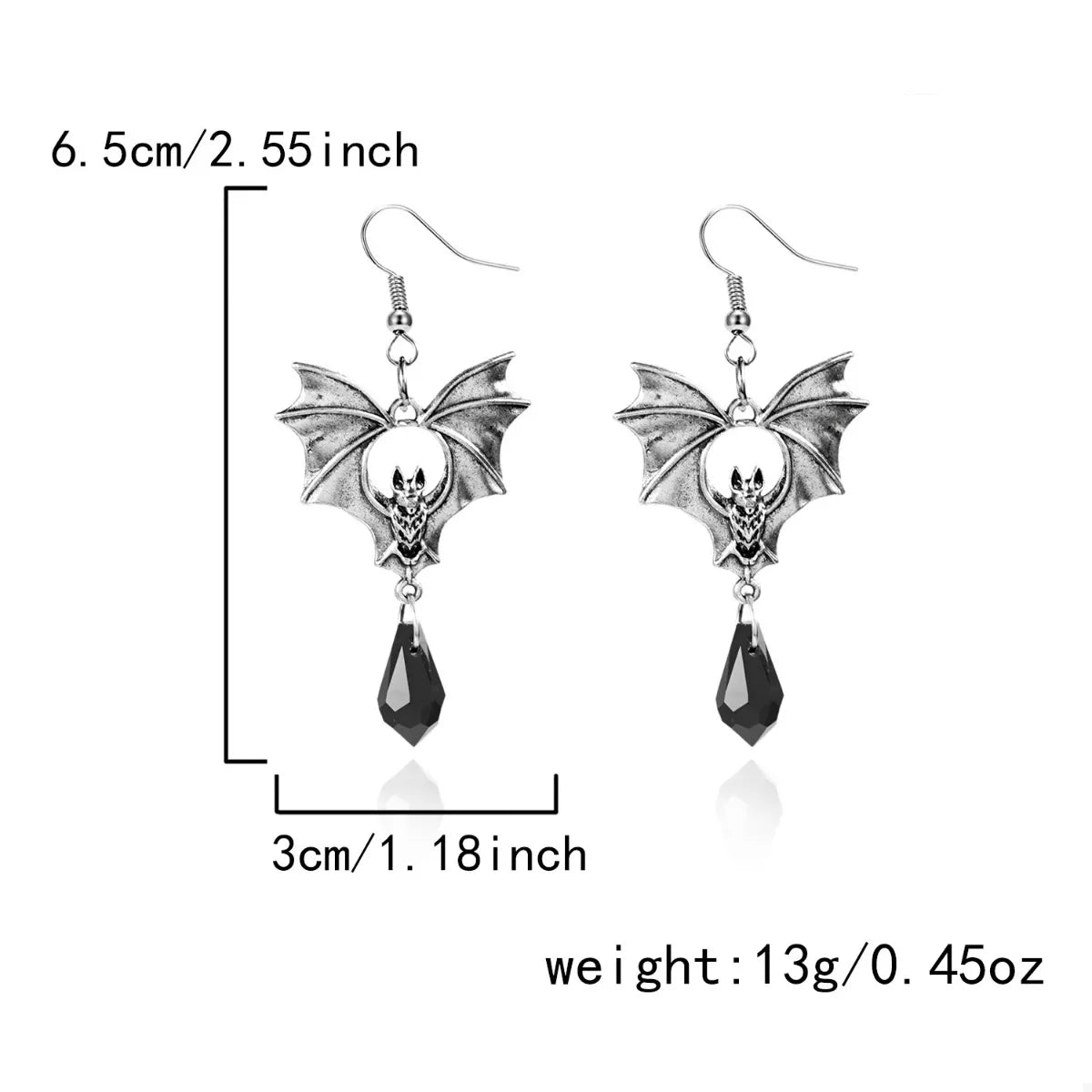 Gothic Bat Halloween Drop Earrings