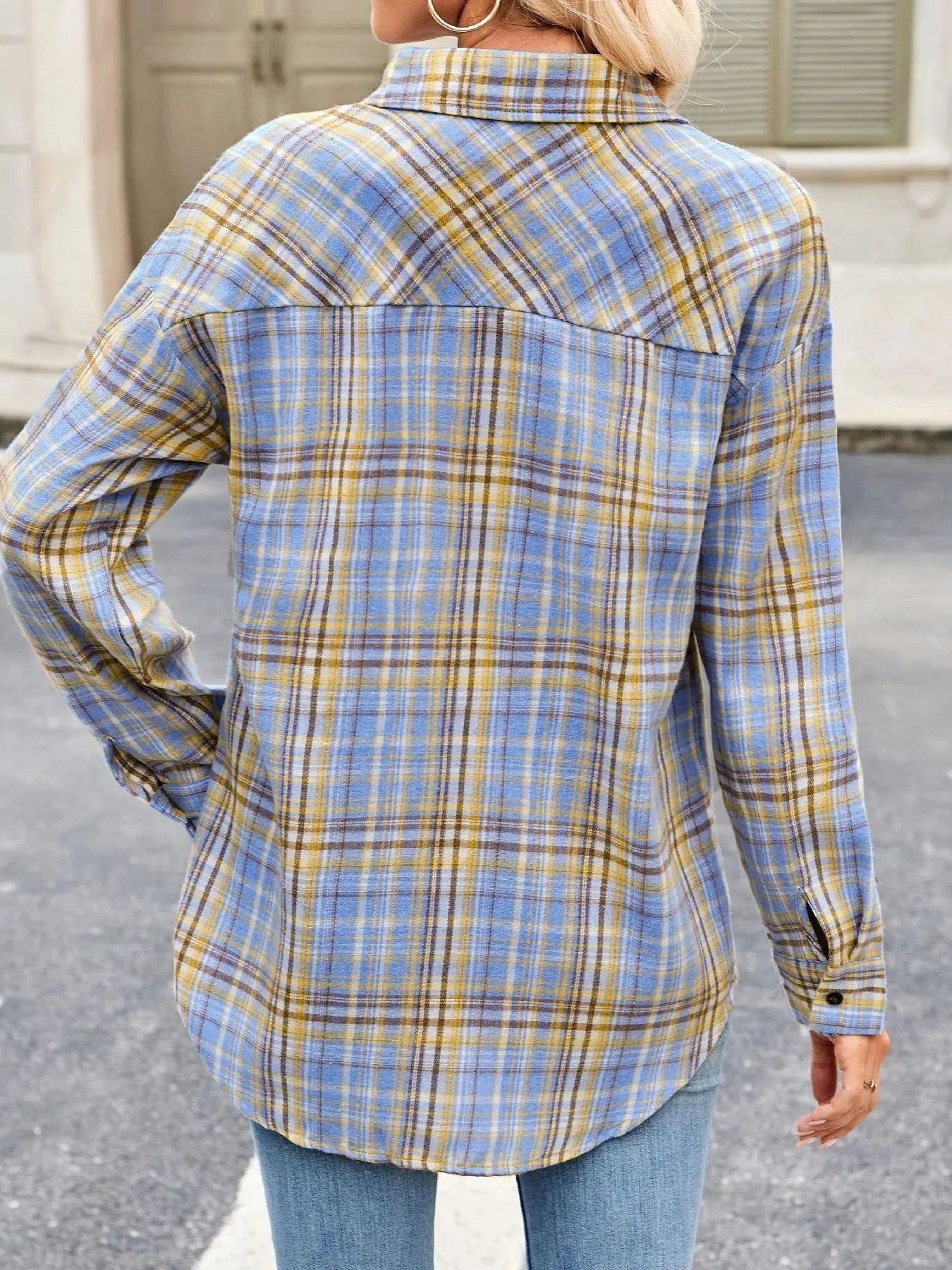 Oversized Plaid Button Up Long Sleeve Shirt
