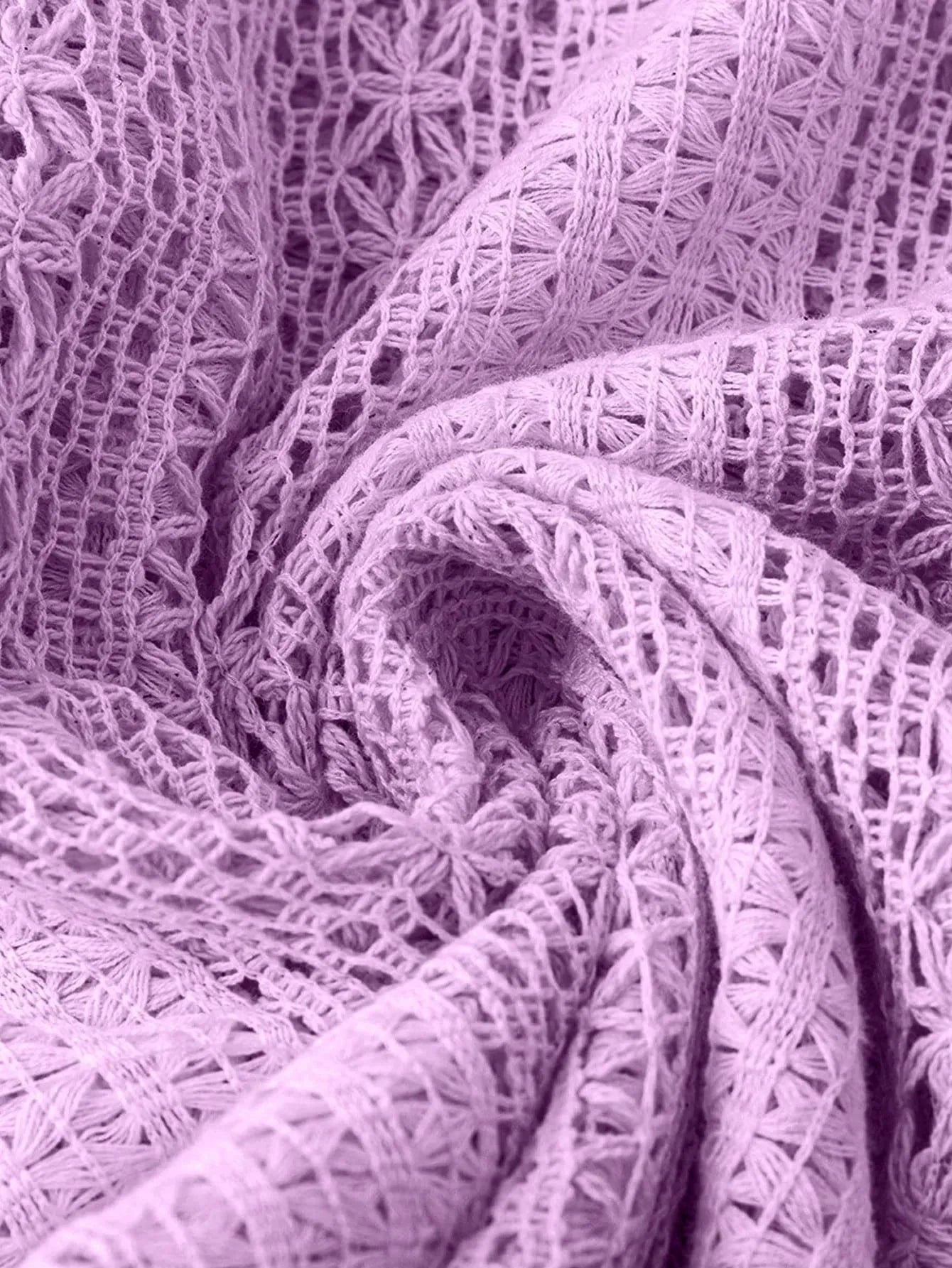 Crochet Notched Button Front Shirt