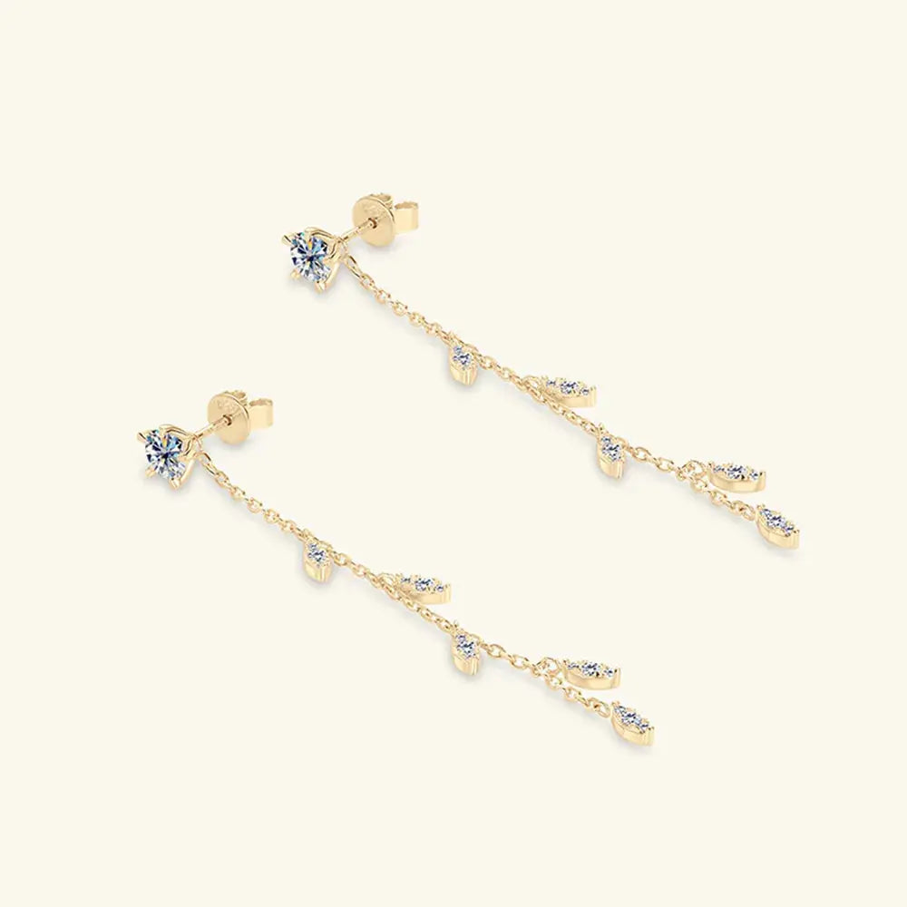 1.38 Carat Leaf Moissanite Drop Earrings in 925 Sterling Silver
