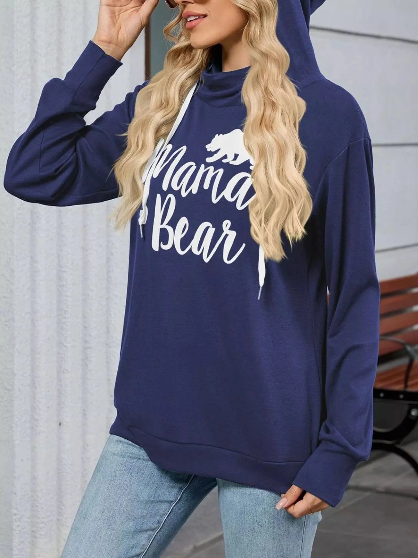 Mama Bear Drawstring Womens Long Sleeve Hoodie