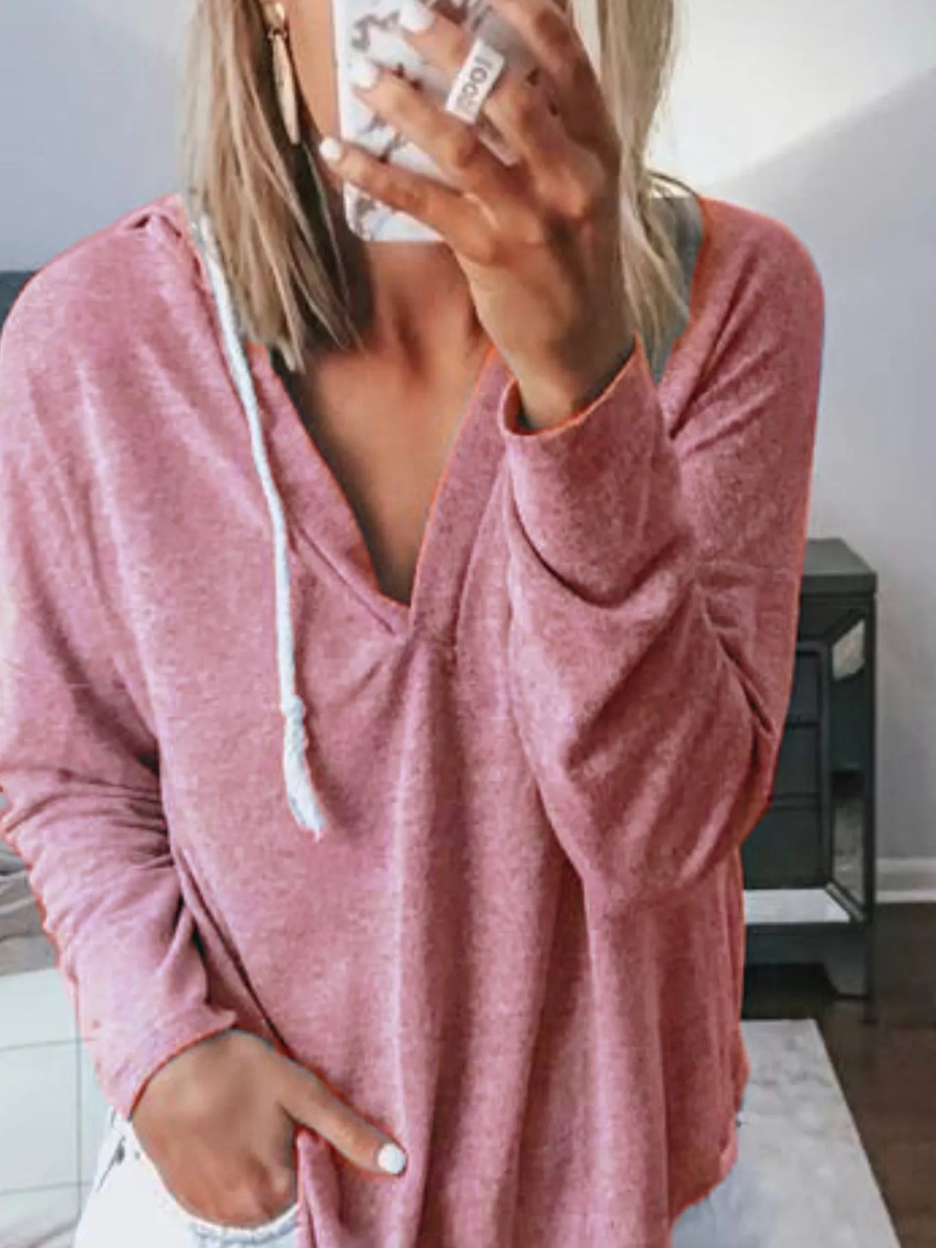 Plus Size Drawstring Long Sleeve Hoodie