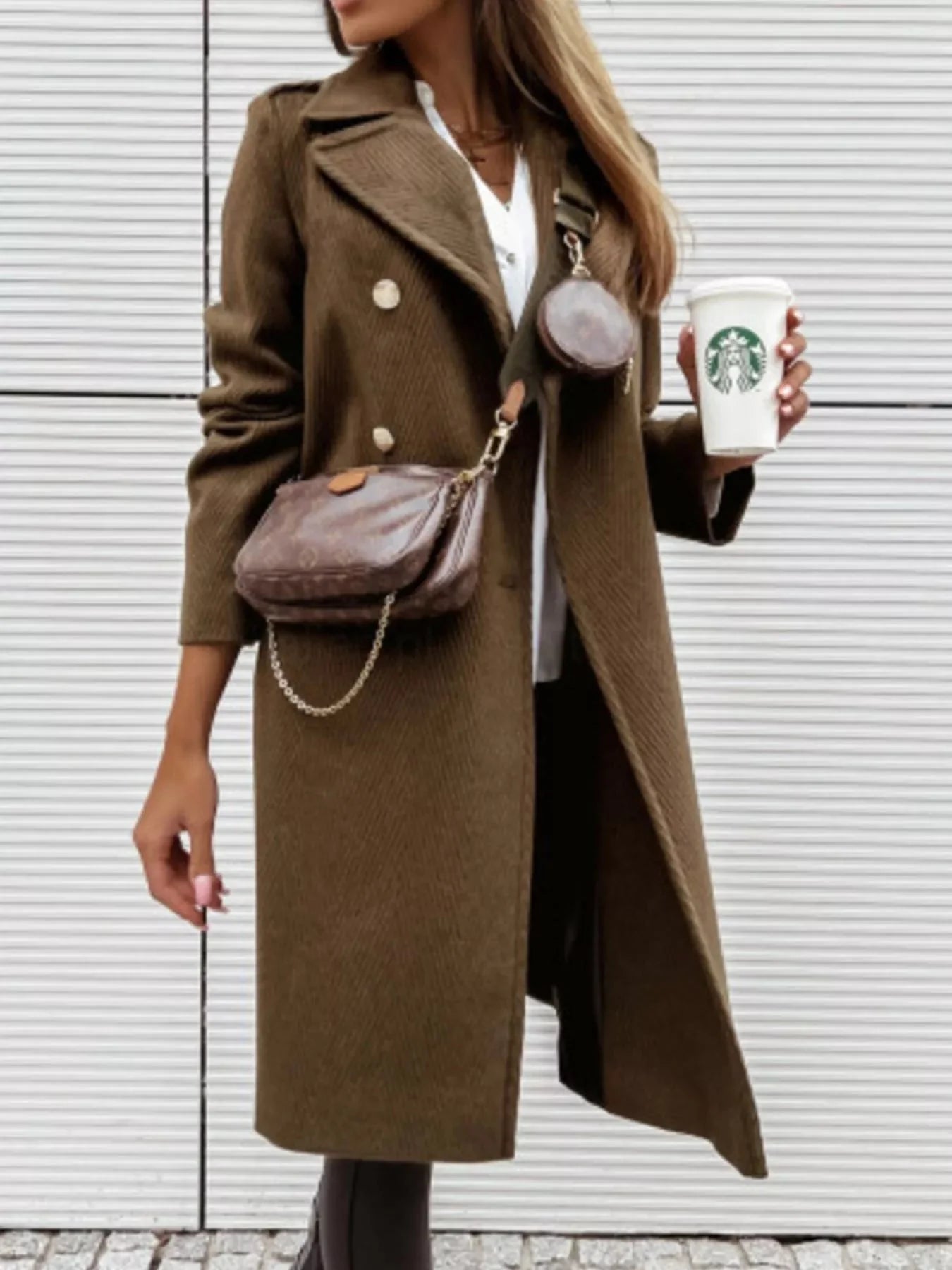 Double-Breasted Long Sleeve Coat