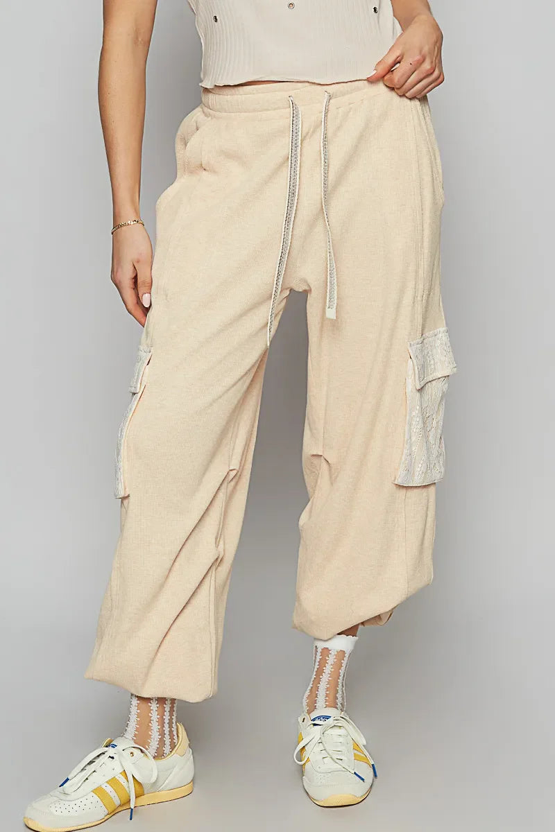 POL Drawstring Lace Pocket Patch Joggers