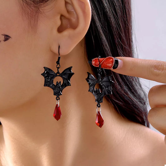 Gothic Bat Halloween Drop Earrings