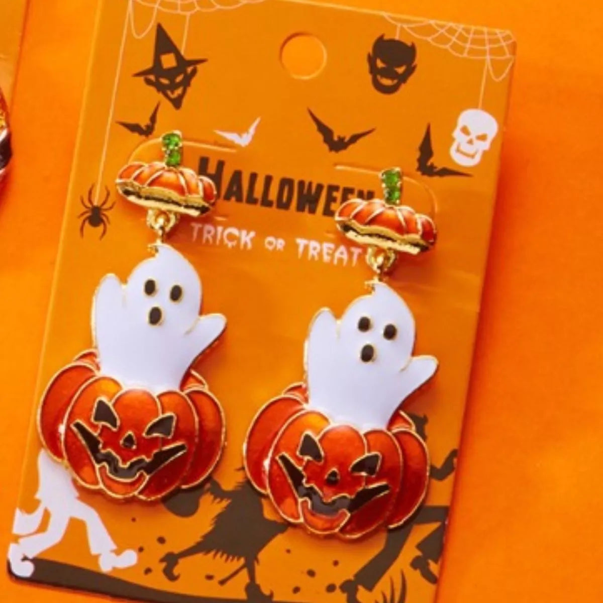 Ghost Pumpkin Halloween Dangle Earrings