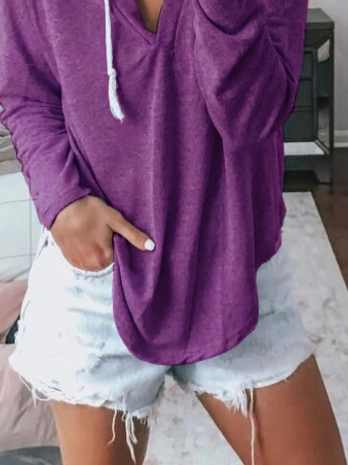 Plus Size Drawstring Long Sleeve Hoodie