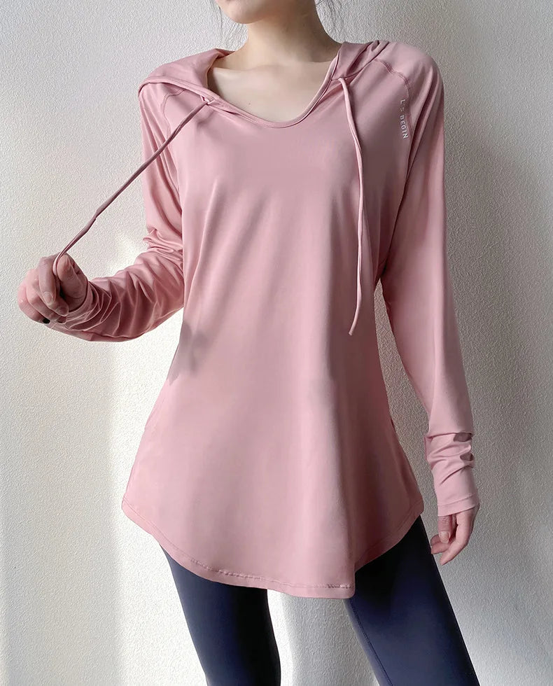 AirFlow Women's Hooded Yoga & Running Tee