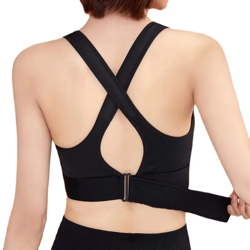 Front Zipper Adjustable Strap Athletic Bra