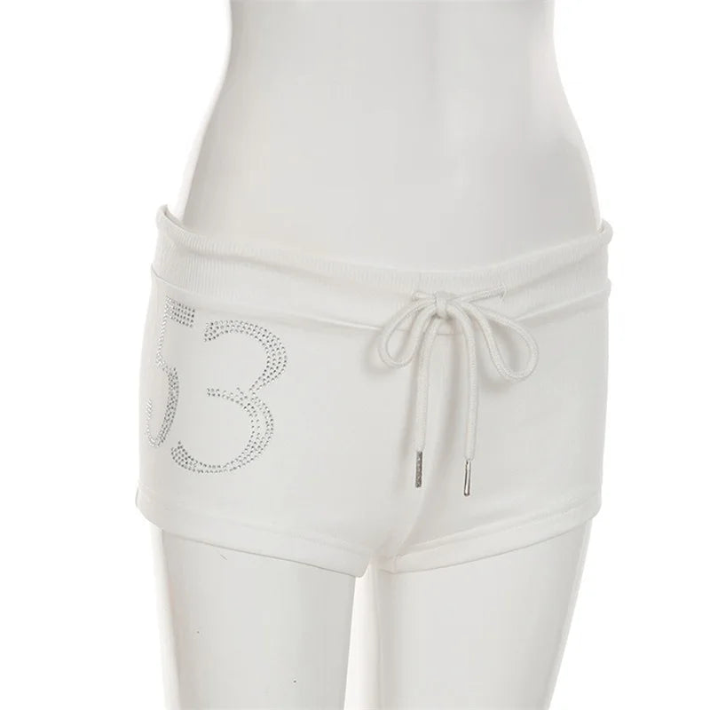 Y2K Rhinestone Summer Shorts for Beach Vibes