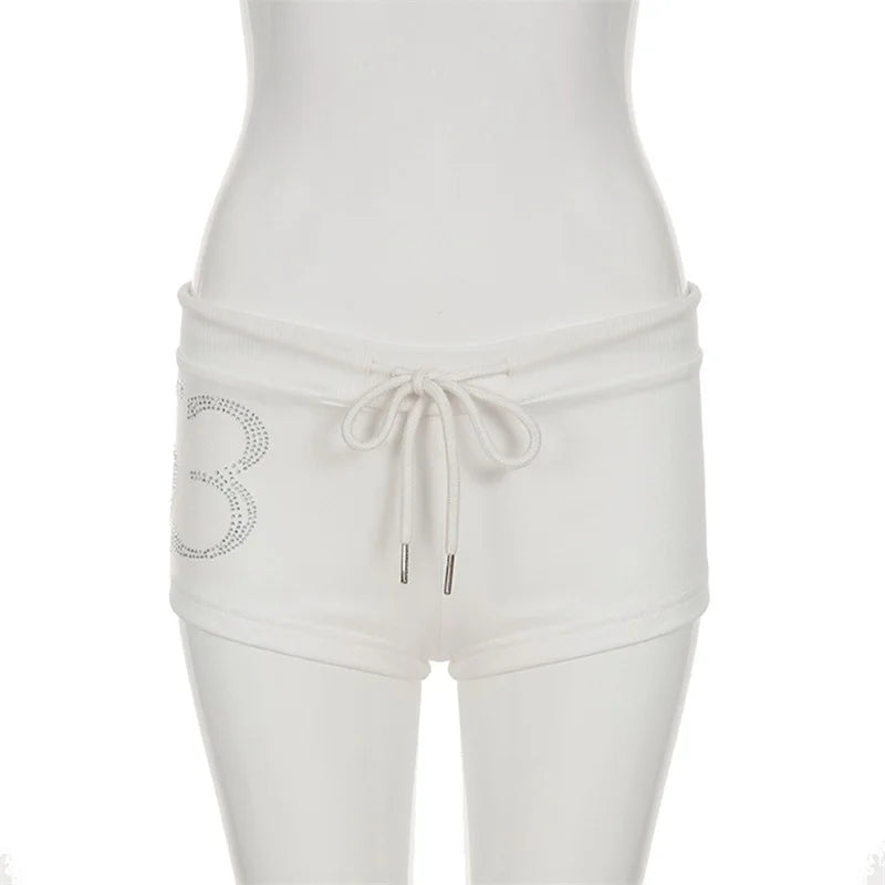 Y2K Rhinestone Summer Shorts for Beach Vibes