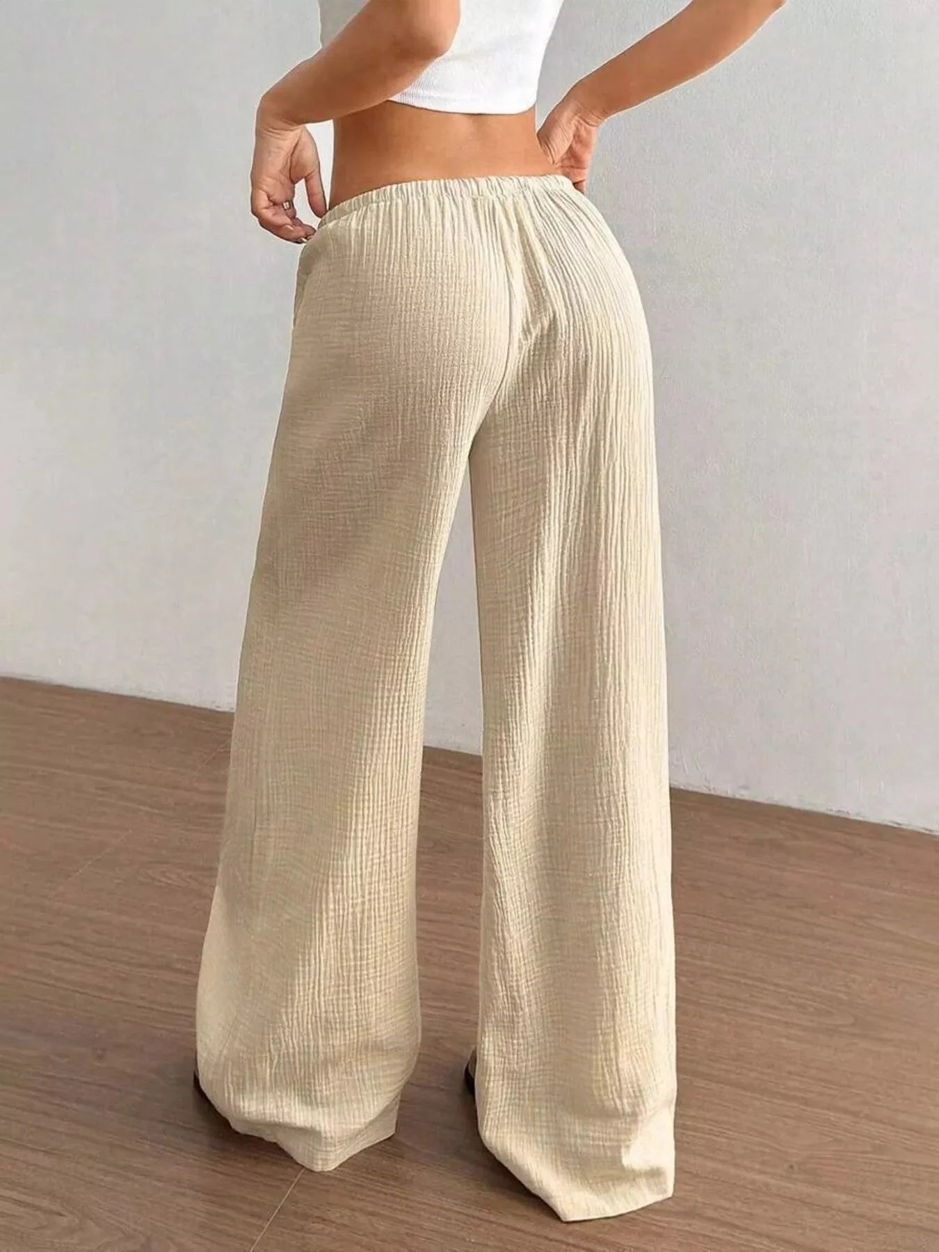 Plus Size Drawstring Wide Leg Pants