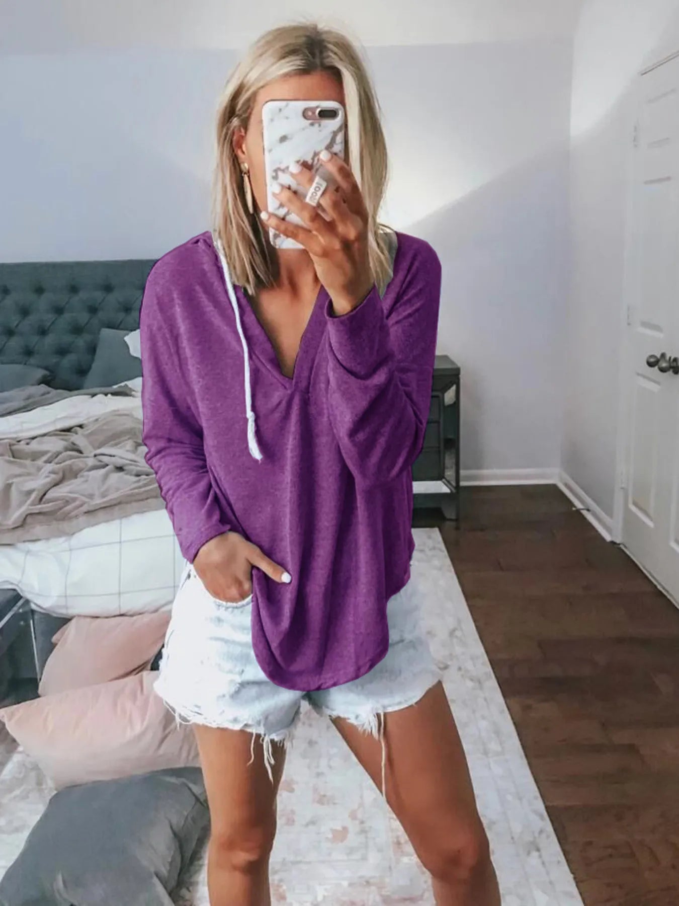 Plus Size Drawstring Long Sleeve Hoodie