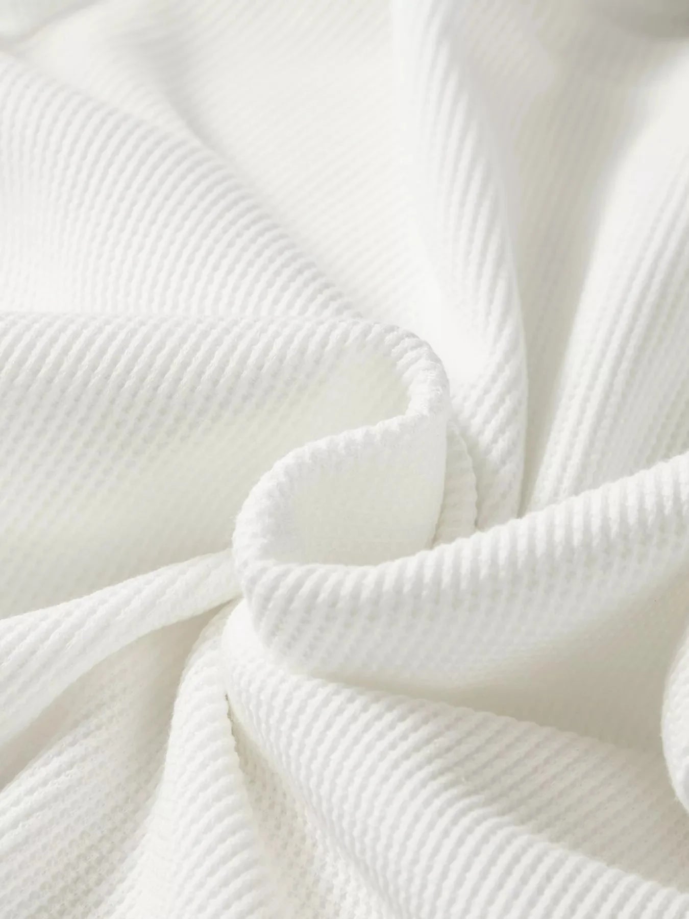 Rounded Neck Long Sleeve Waffle Knit Top