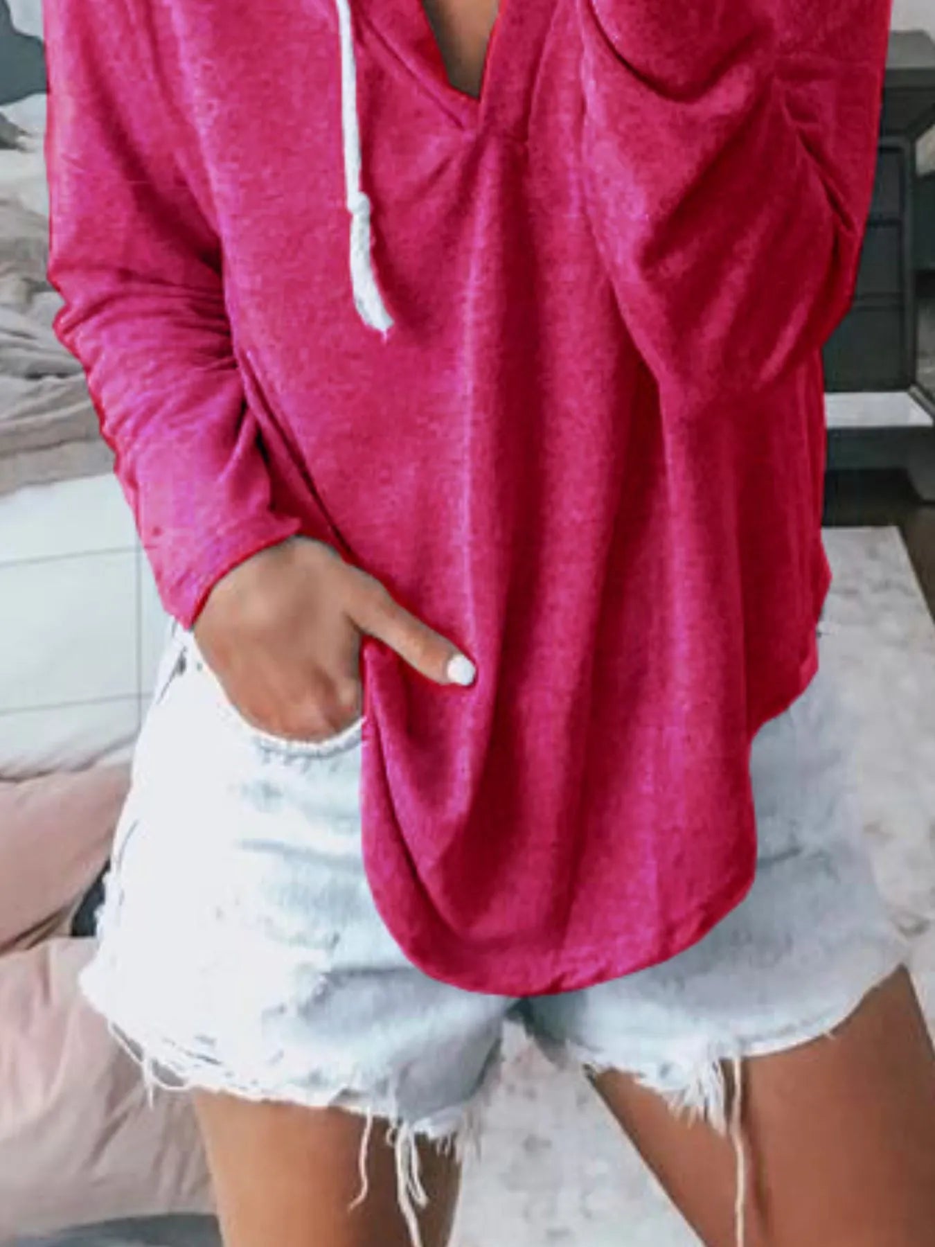 Plus Size Drawstring Long Sleeve Hoodie