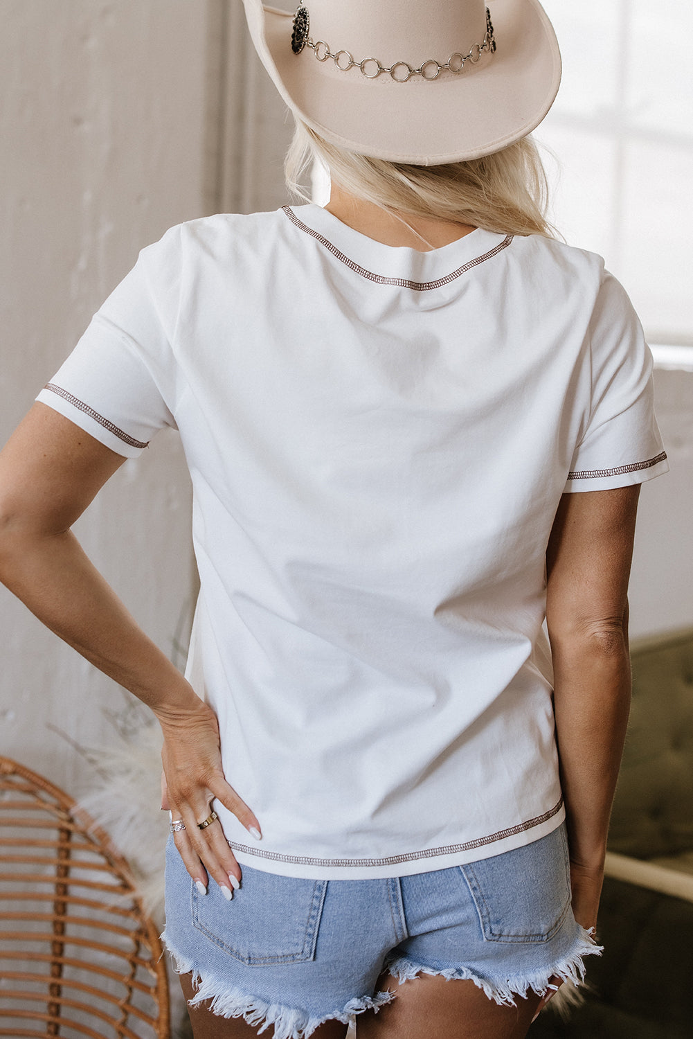 Horseshoe Embroidered Patch Pocket Tee