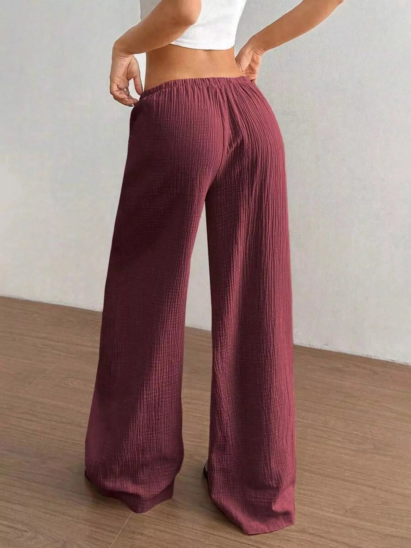 Plus Size Drawstring Wide Leg Pants