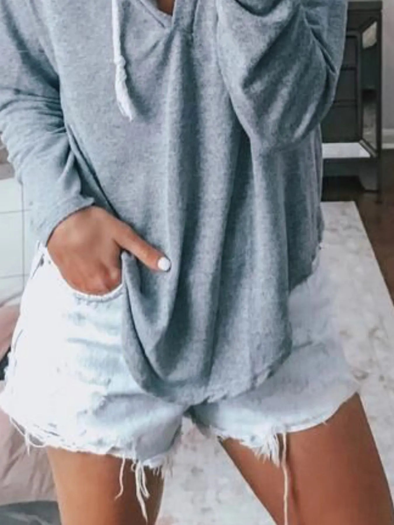 Plus Size Drawstring Long Sleeve Hoodie