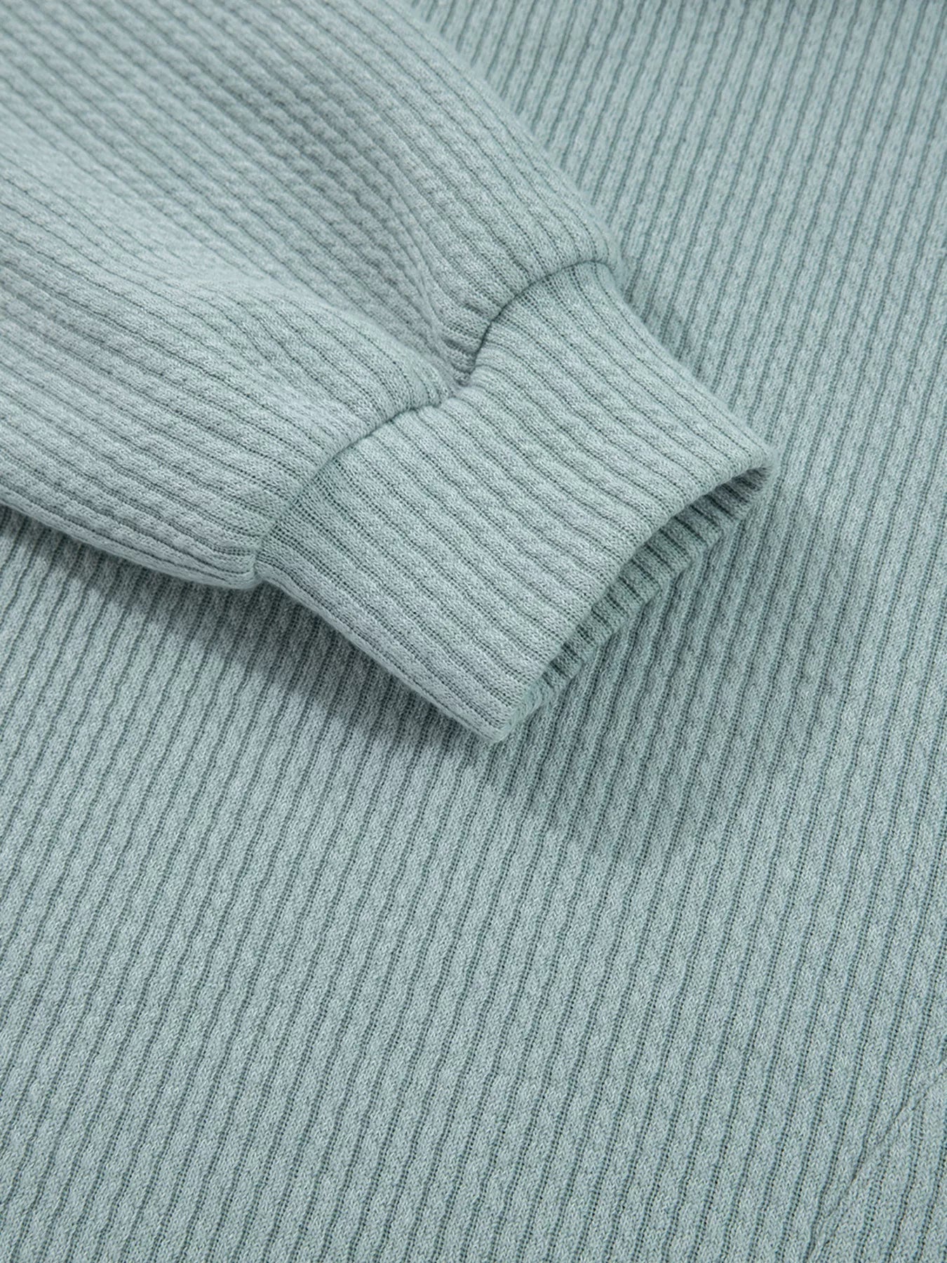 Ribbed Knit Drop Shoulder Hoodie