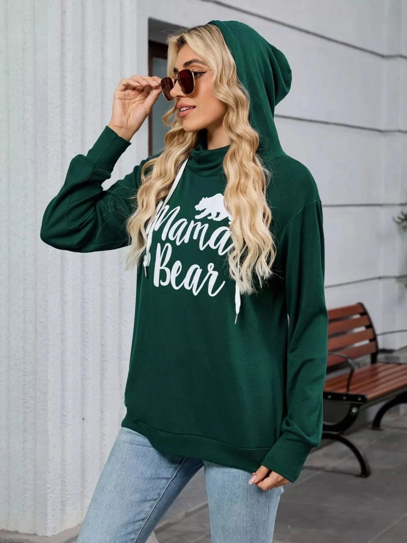 Mama Bear Drawstring Womens Long Sleeve Hoodie