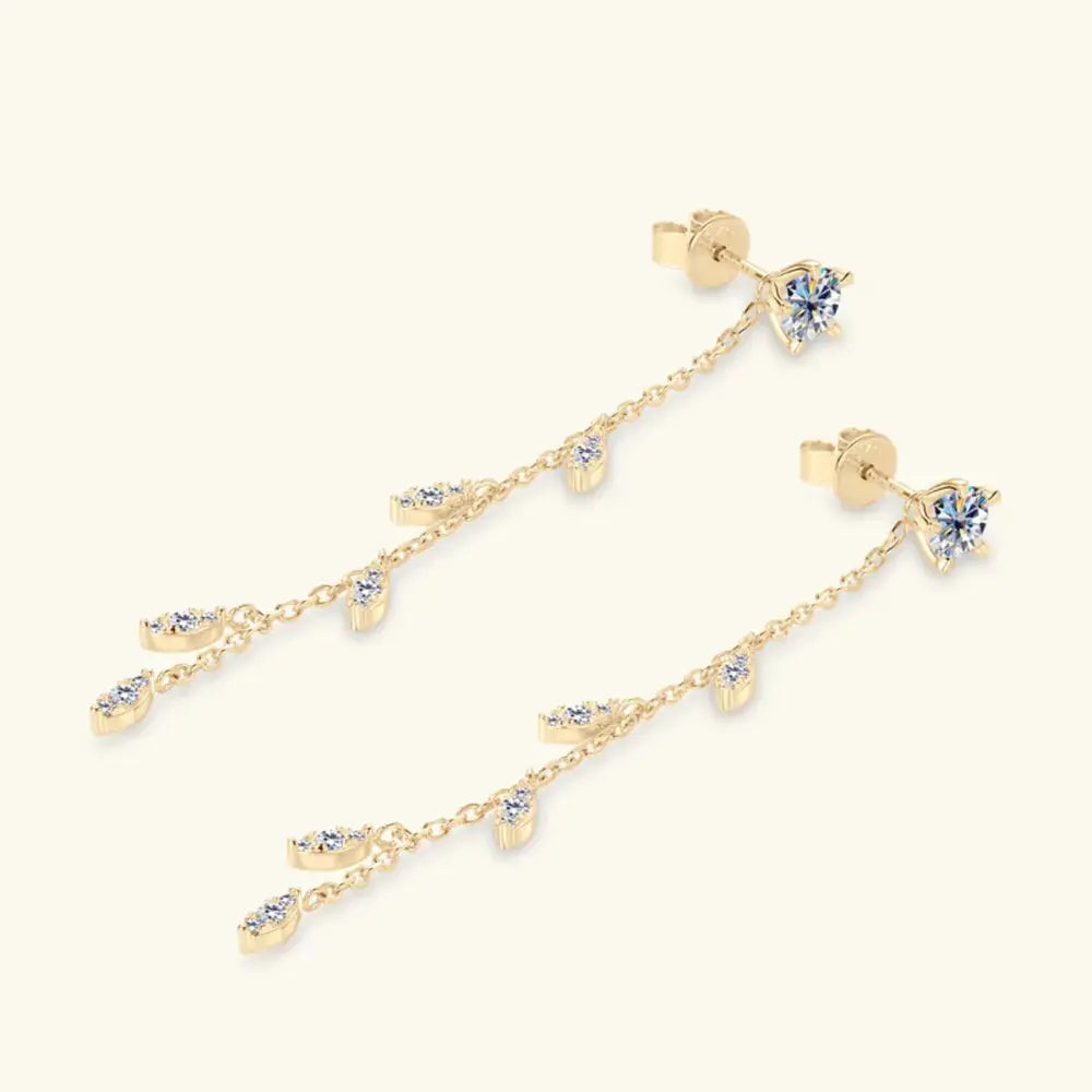 1.38 Carat Leaf Moissanite Drop Earrings in 925 Sterling Silver