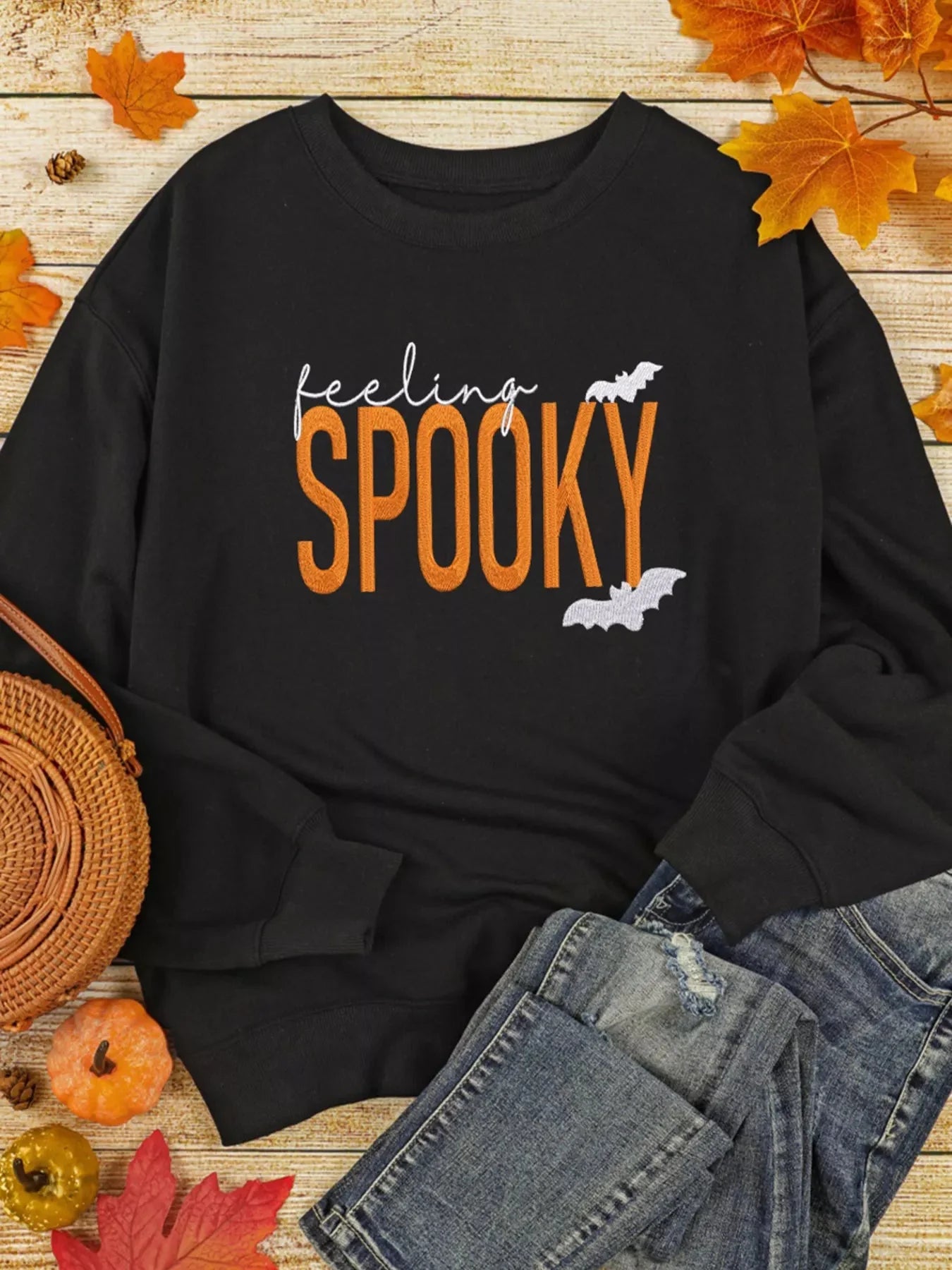 Feeling Spooky Halloween Embroidered Sweatshirt