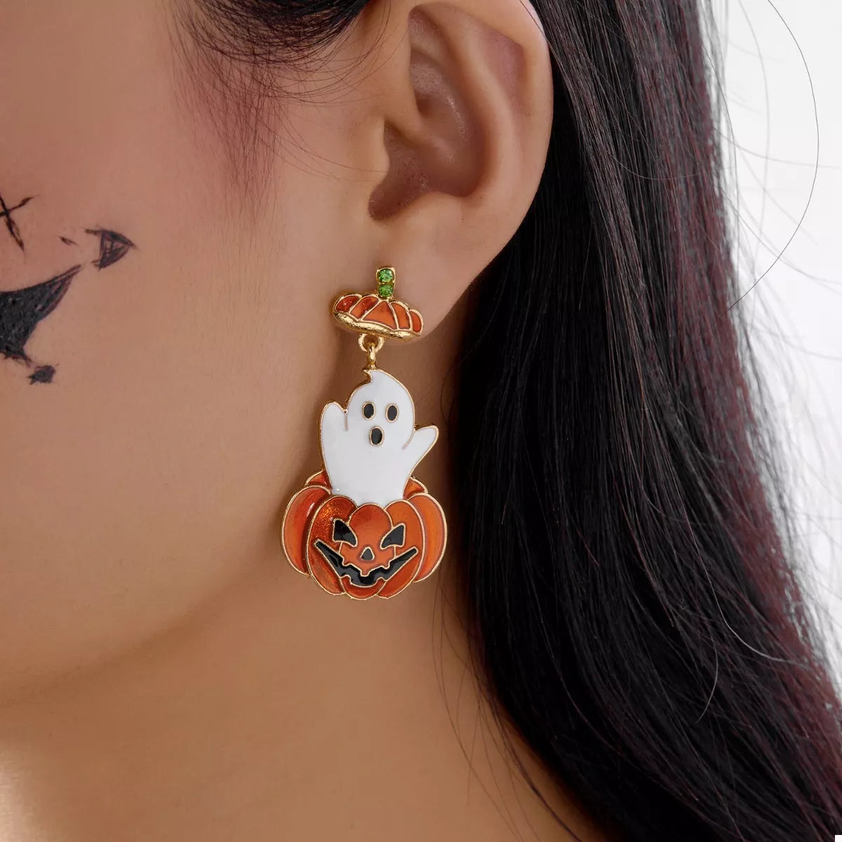 Ghost Pumpkin Halloween Dangle Earrings
