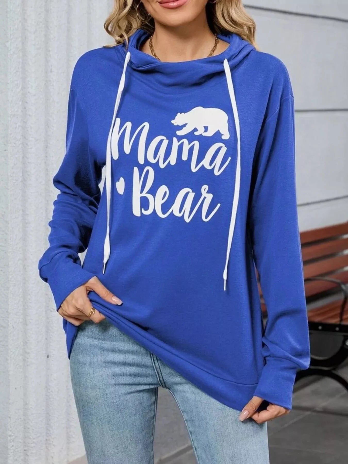 Mama Bear Drawstring Womens Long Sleeve Hoodie