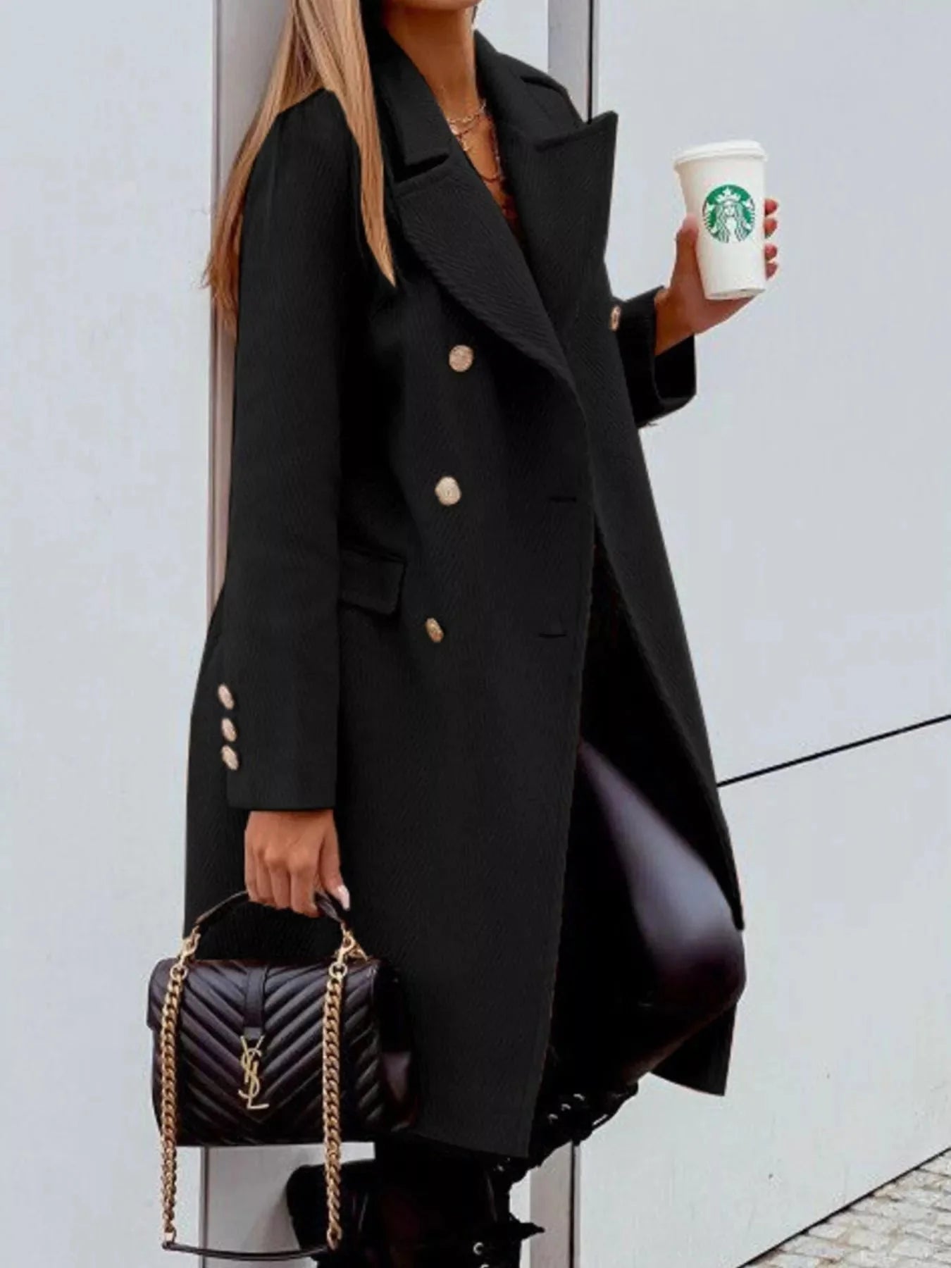 Double-Breasted Long Sleeve Coat