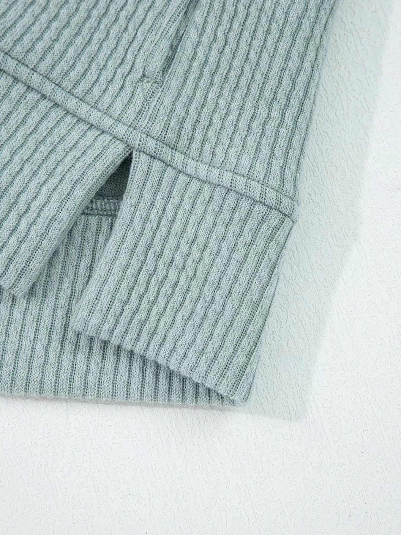 Ribbed Knit Drop Shoulder Hoodie