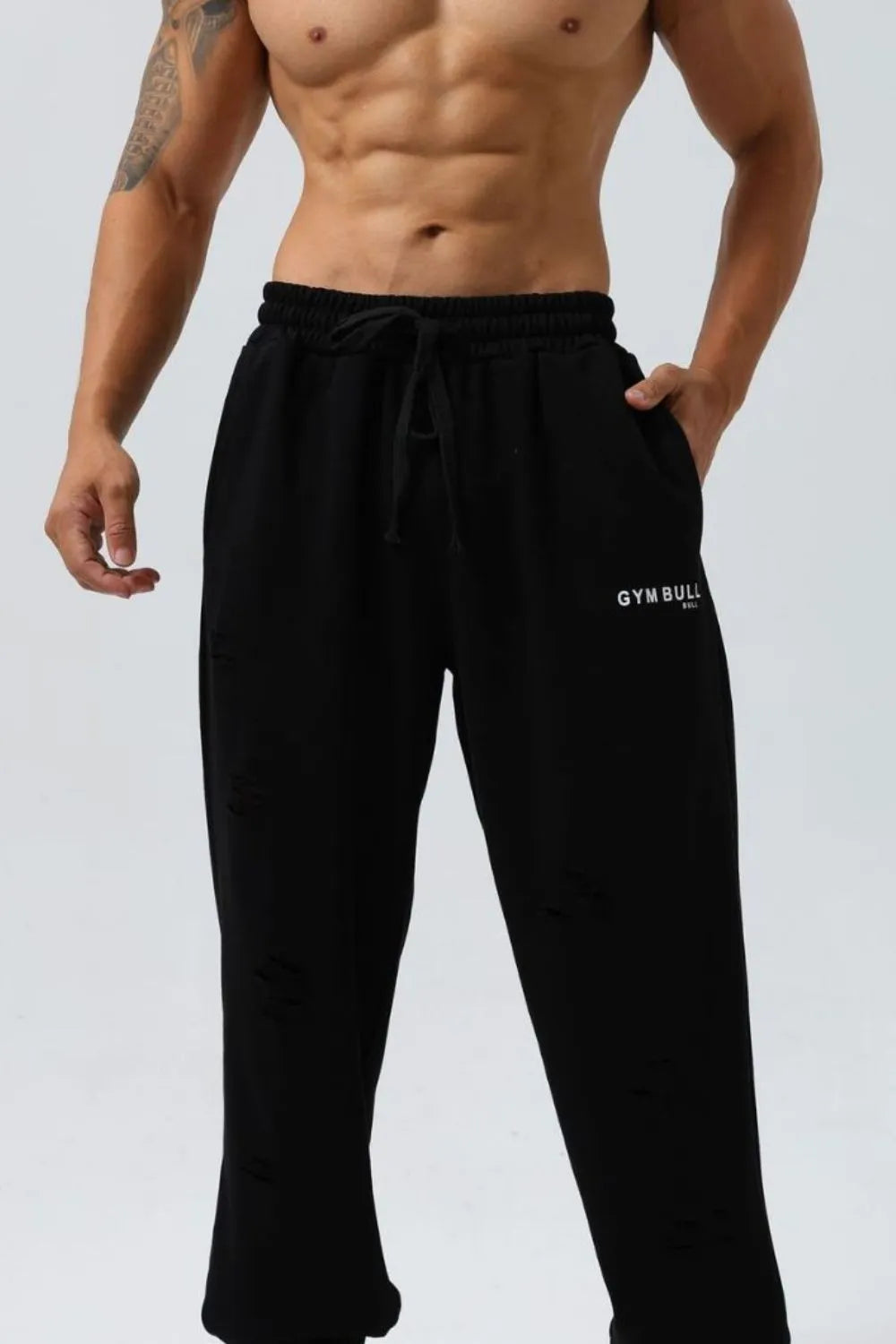 Men's Plus Size Distressed Drawstring Joggers