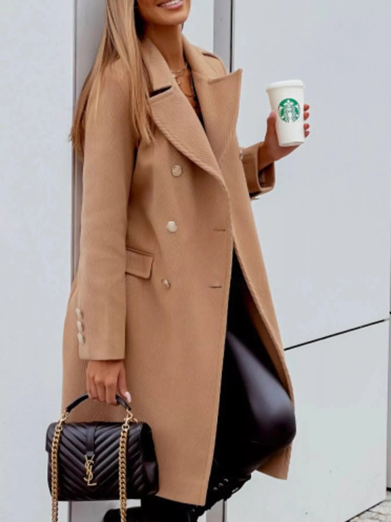 Double-Breasted Long Sleeve Coat