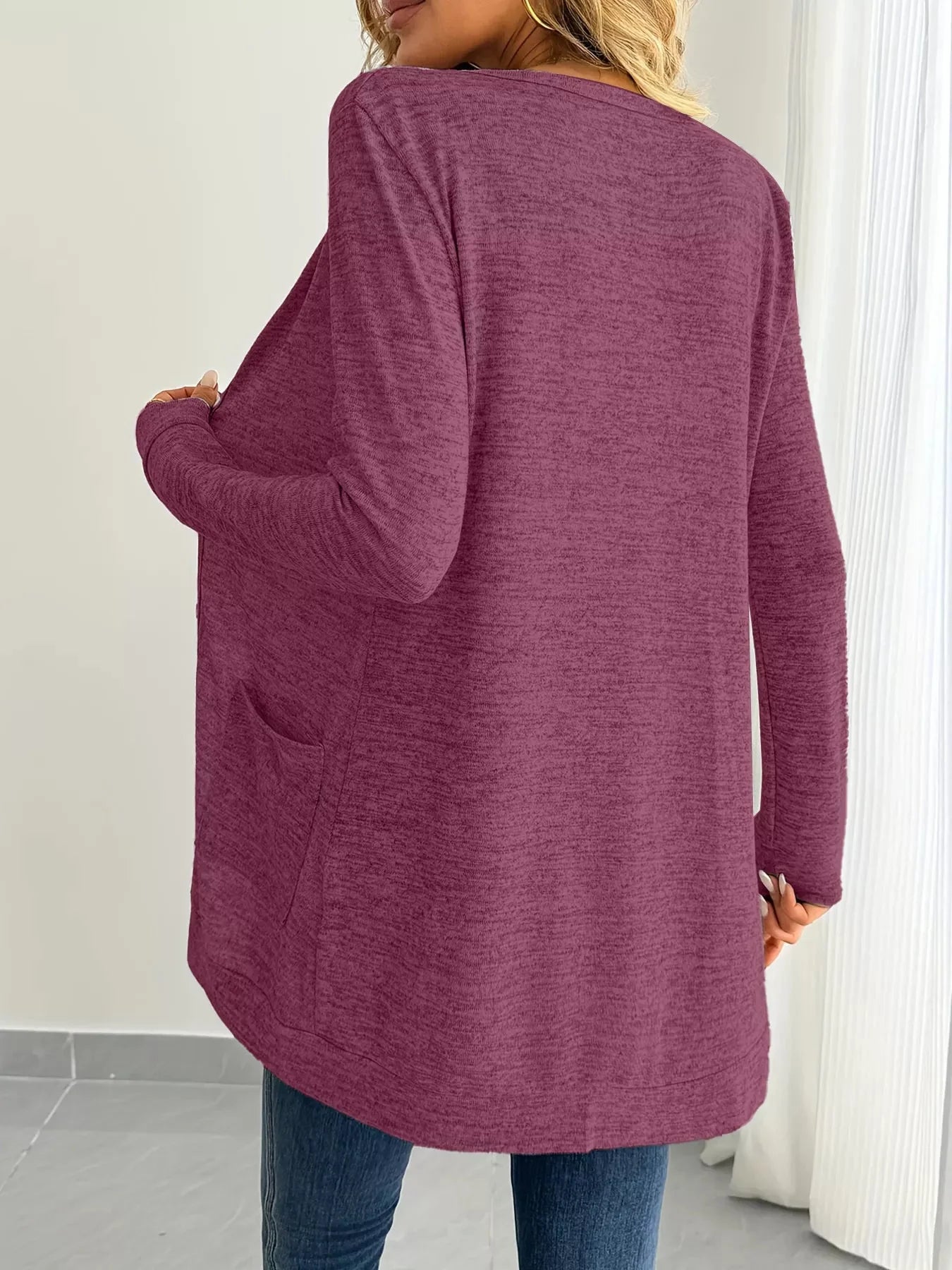 Open Front Longline Cardigan with Side Pockets