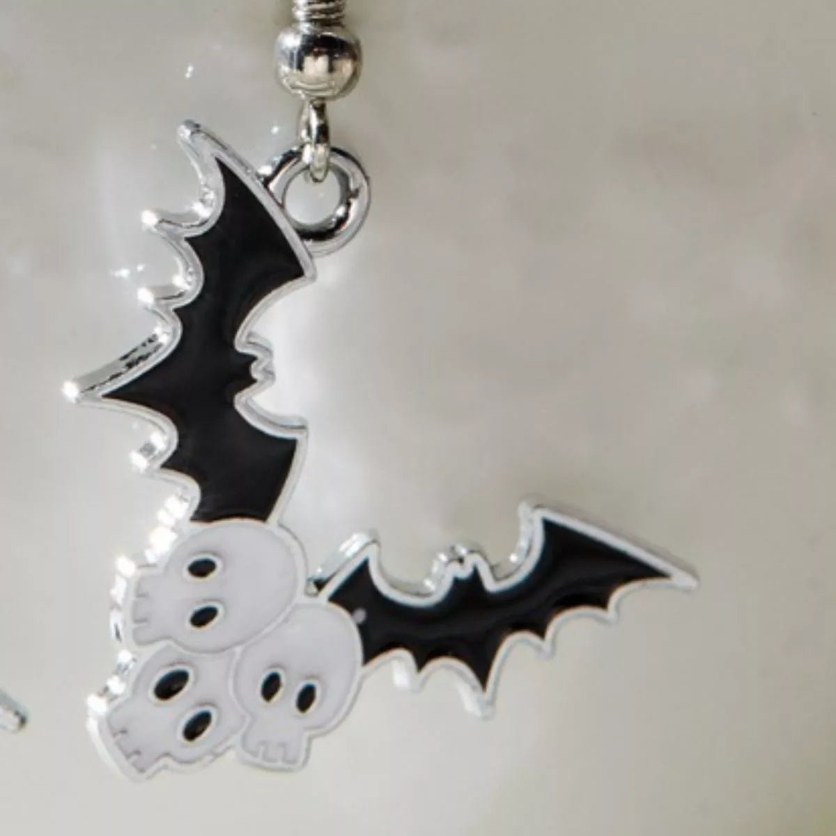 Bat and Skull Halloween Drop Earrings