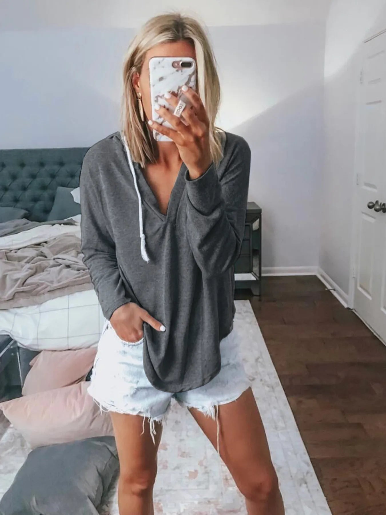 Plus Size Drawstring Long Sleeve Hoodie