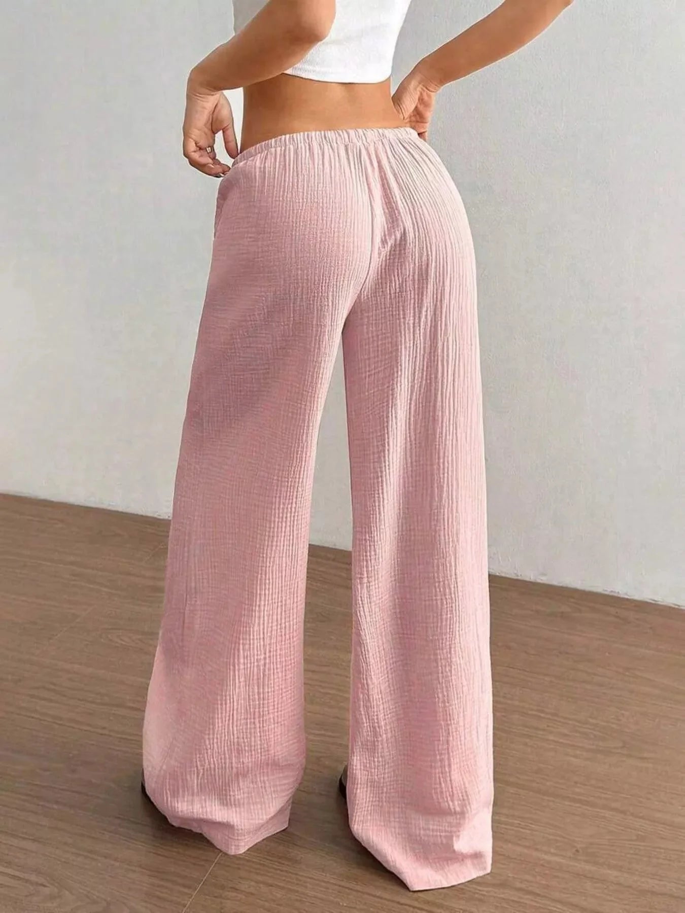 Plus Size Drawstring Wide Leg Pants