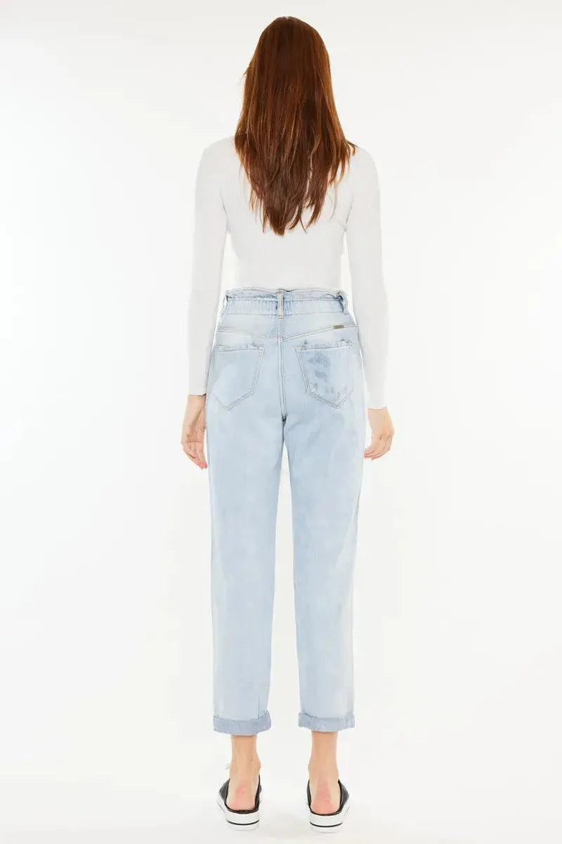 Open Pack Paperbag Distressed Kancan Mom Jeans