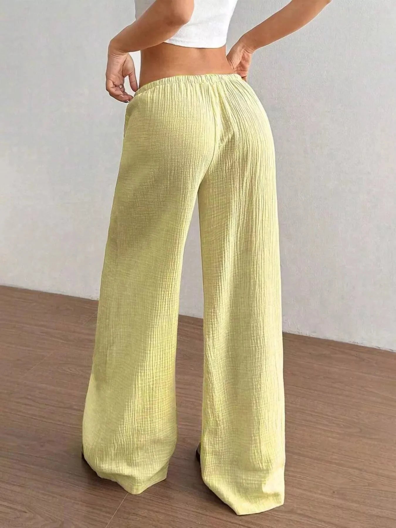 Plus Size Drawstring Wide Leg Pants