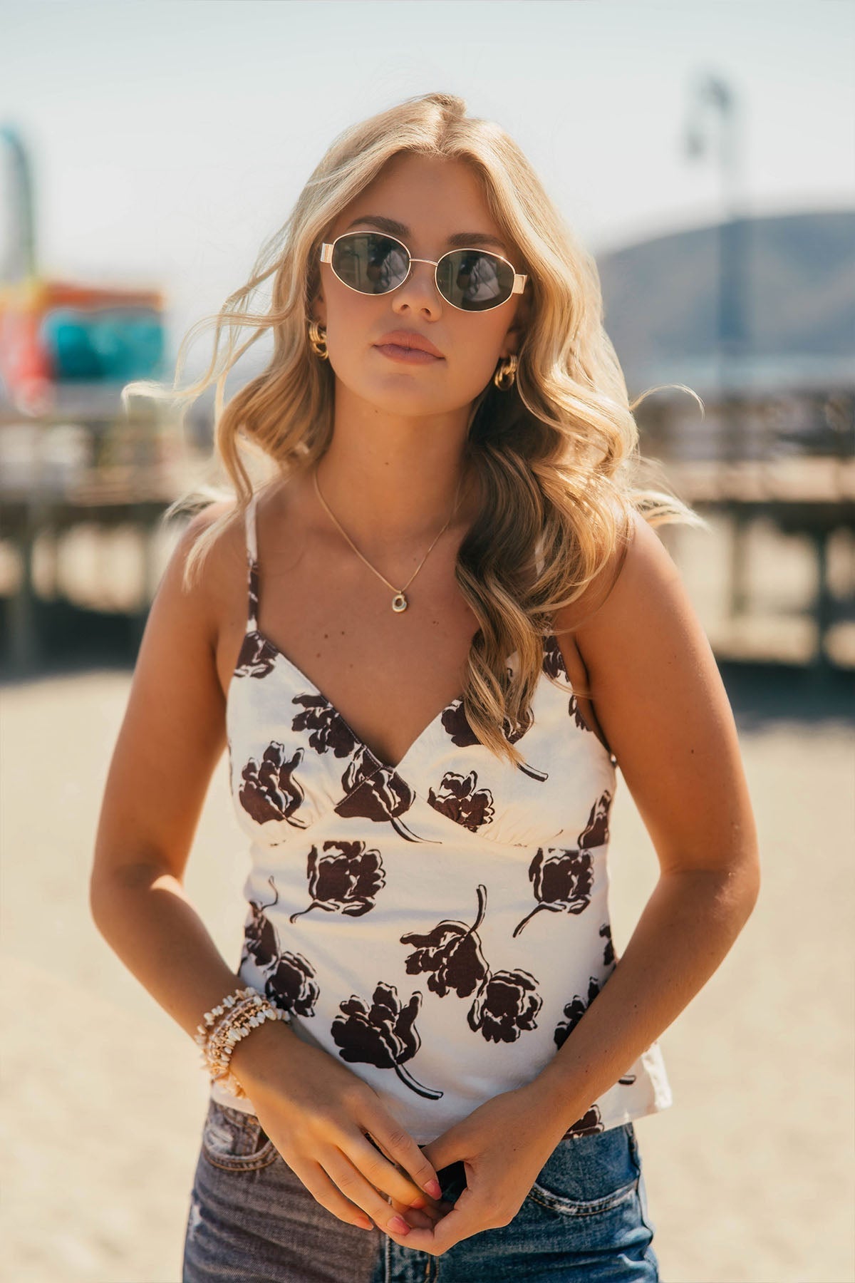 Free People Ivory Bittersweet Susie Print Top - FINAL SALE