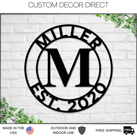 metal monogram sign wall decor home kitchen art patio farmhouse outdoor porch rustic living room personalized gifts wedding gift custom name